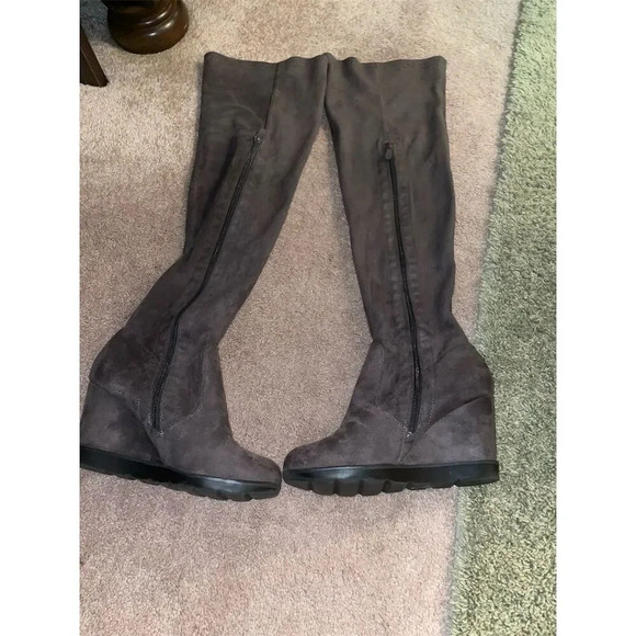 Generation Y Ocer the  Knee High Wedge Boots Gray Size 7.5 - Picture 8 of 10